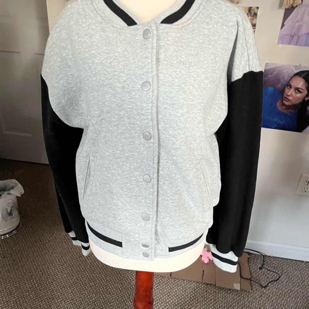 No Boundaries Gray and Black Varsity Jacket